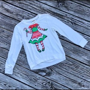 2/$10 Girls Belle Du Jour Elf Thin Pullover Holiday Sweatshirt Top L